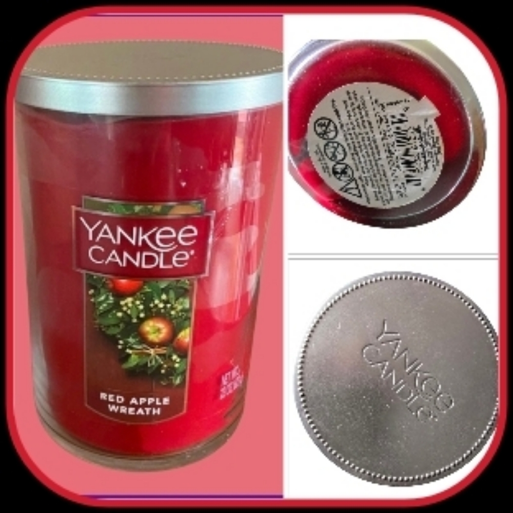 Yankee Candle Red Apple Wreath with Silver Lid~NEW~